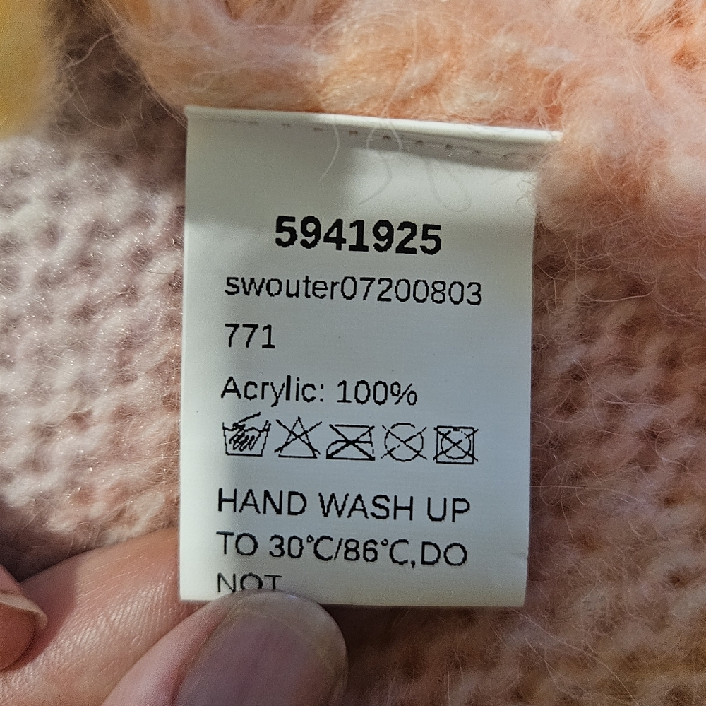 NEW Shein Hand Knit Cardigan Colorful Pastel Multicolor Rainbow Size S Cozy - Picture 10 of 10